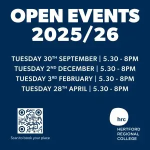 Open Events 2025/26 Dates and timings